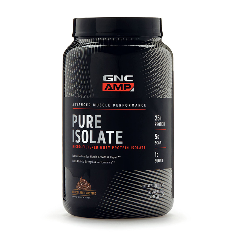 AMP Pure Isolate Proteina izolata din zer cu aroma de ciocolata glazurata (966 grame), GNC