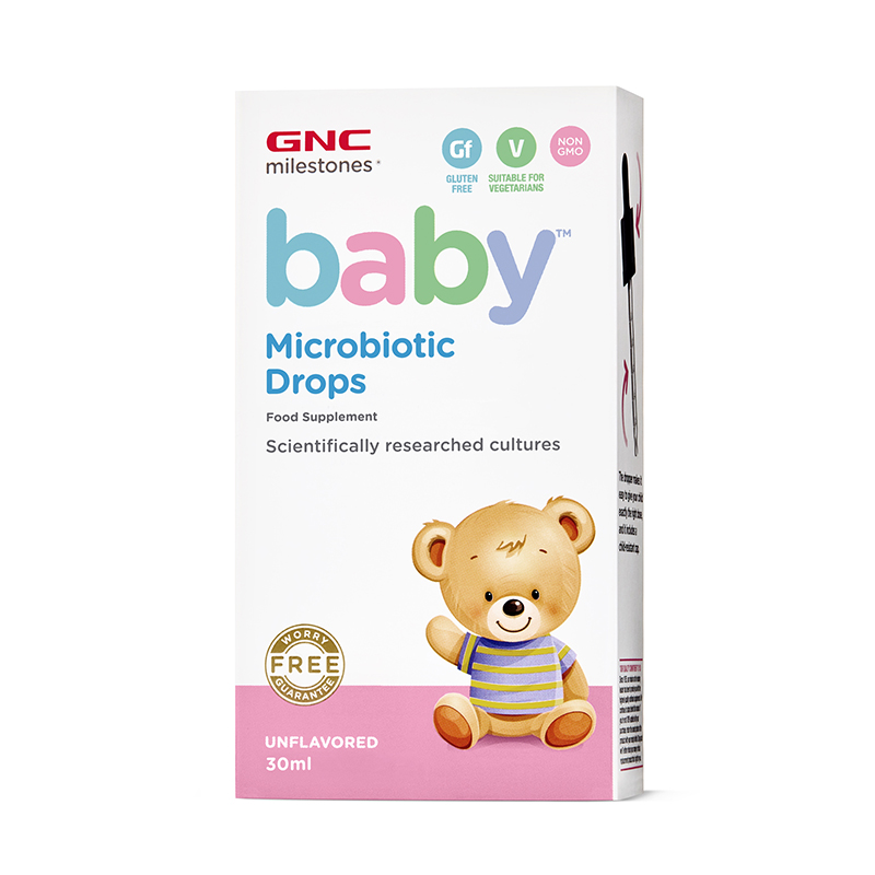 Baby Microbiotic picaturi pentru bebelusi (30 ml), GNC Milestones