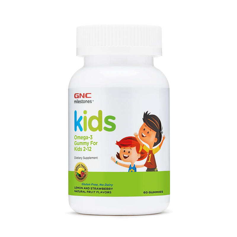 Kids acizi grasi Omega-3 cu aroma de lamaie si capsuni pentru copii 2-12 ani (60 jeleuri), GNC Milestones Efarmacie.ro imagine 2022