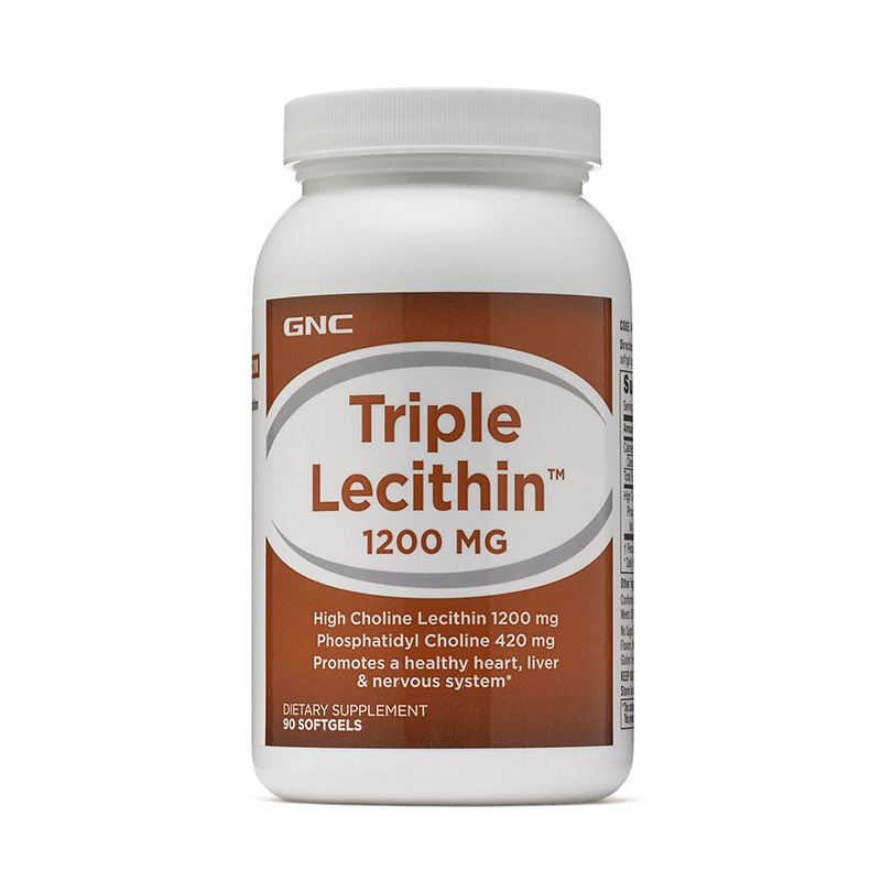 Lecitina tripla 1200 mg (90 capsule gelatinoase moi), GNC