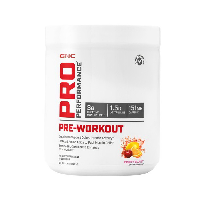 Pre-Workout cu aroma de mix de fructe (322 grame), GNC Pro Performance