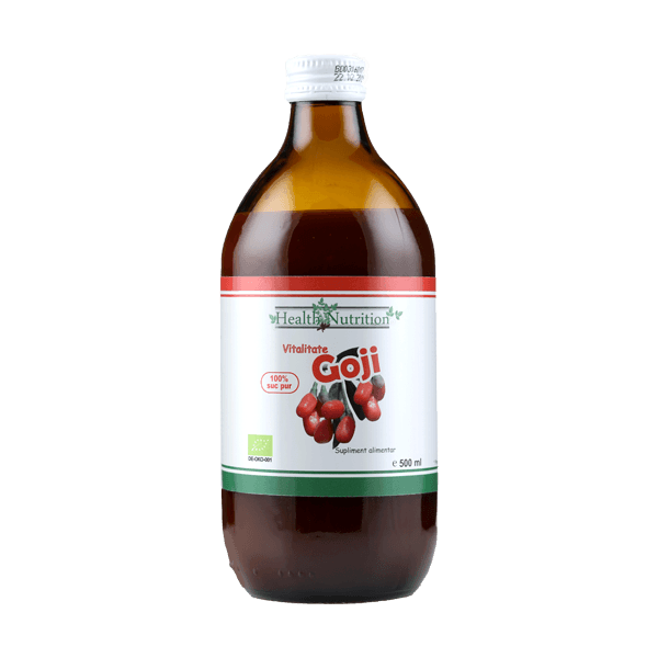 Goji (Lycium barbarum) suc bio 100% pur (500 ml), Health Nutrition Efarmacie.ro