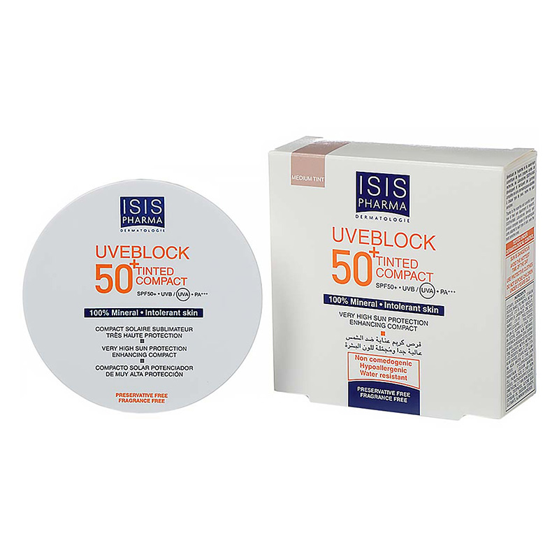 Uveblock SPF 50+ Tinted Compact Medium Crema nuantatoare compacta (10 grame), Isispharma