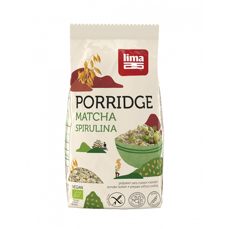 Porridge Express cu matcha si spirulina fara gluten bio (350 grame), Lima Efarmacie.ro