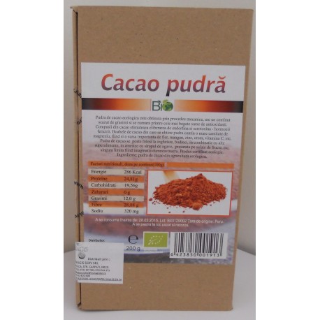 Cacao pudra bio (200 grame)