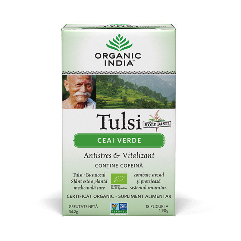 Ceai Tulsi Ceai Verde (18 plicuri infuzie) , Organic India