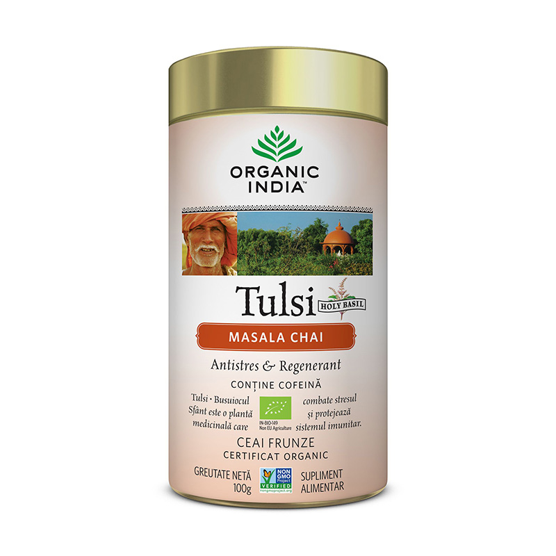Ceai Tulsi Masala Chai (100 grame), Organic India Efarmacie.ro
