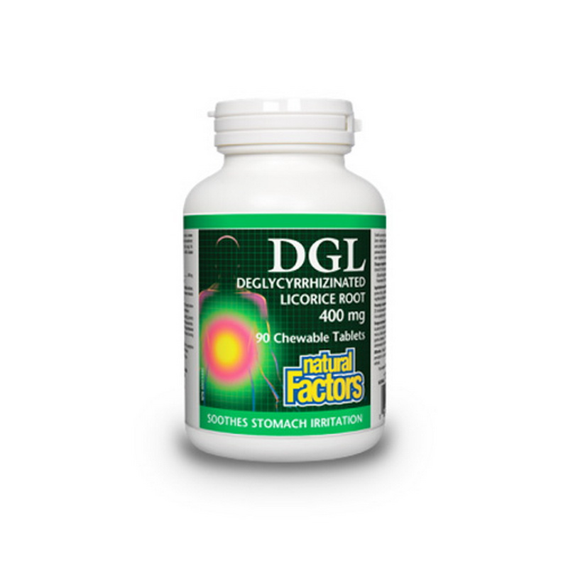 DGL Extract din radacina de lemn dulce 400 mg (90 tablete), Natural Factors Efarmacie.ro