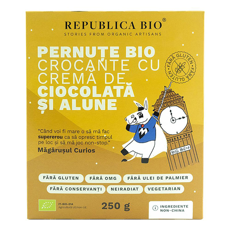 Pernute Bio crocante cu crema de ciocolata si alune (250 grame), Republica Bio Efarmacie.ro