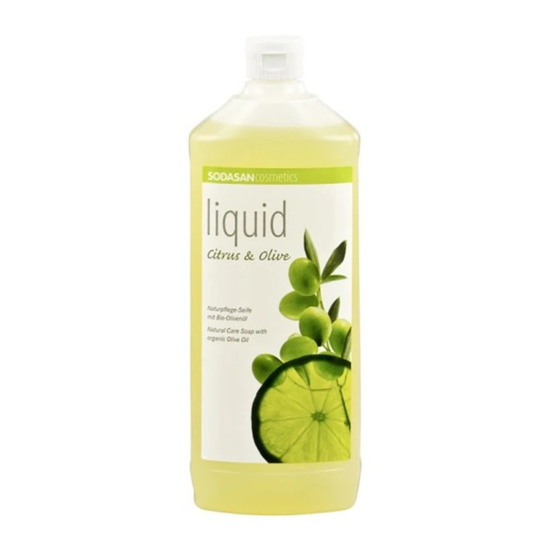 Sapun lichid – gel de dus bio citrice masline (1 litru), Sodasan Efarmacie.ro