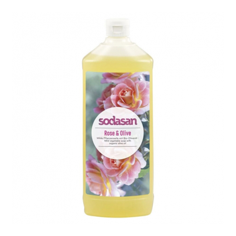 Sapun lichid – gel de dus bio trandafir masline (1 litru), Sodasan Efarmacie.ro