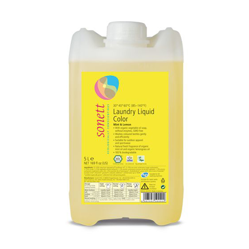 Detergent ecologic lichid pentru rufe colorate menta si lamaie (5 litri), Sonett Efarmacie.ro