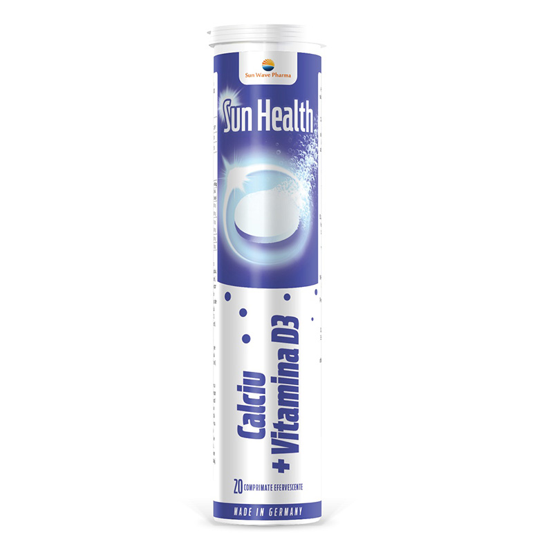 Sun Health Calciu + Vitamina D3 (20 comprimate efervescente), Sun Wave Pharma