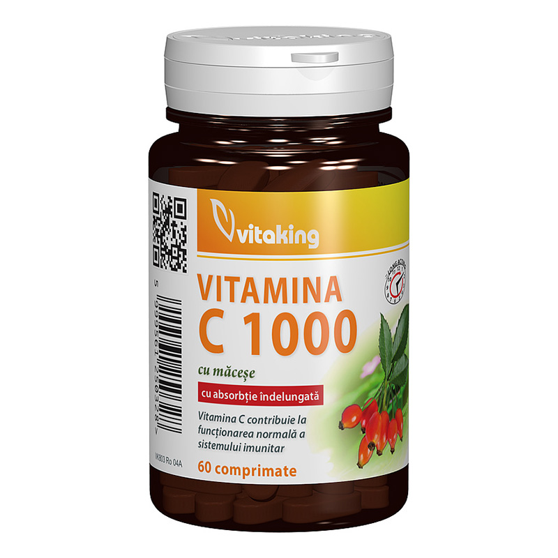 Vitamina C 1000 mg cu absorbtie indelungata (60 comprimate), Vitaking