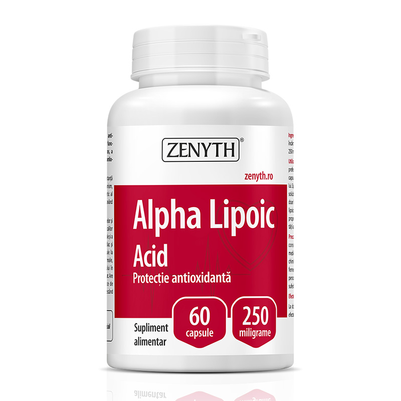 Acid Alpha Lipoic 250 mg (60 capsule), Zenyth Pharmaceuticals Efarmacie.ro