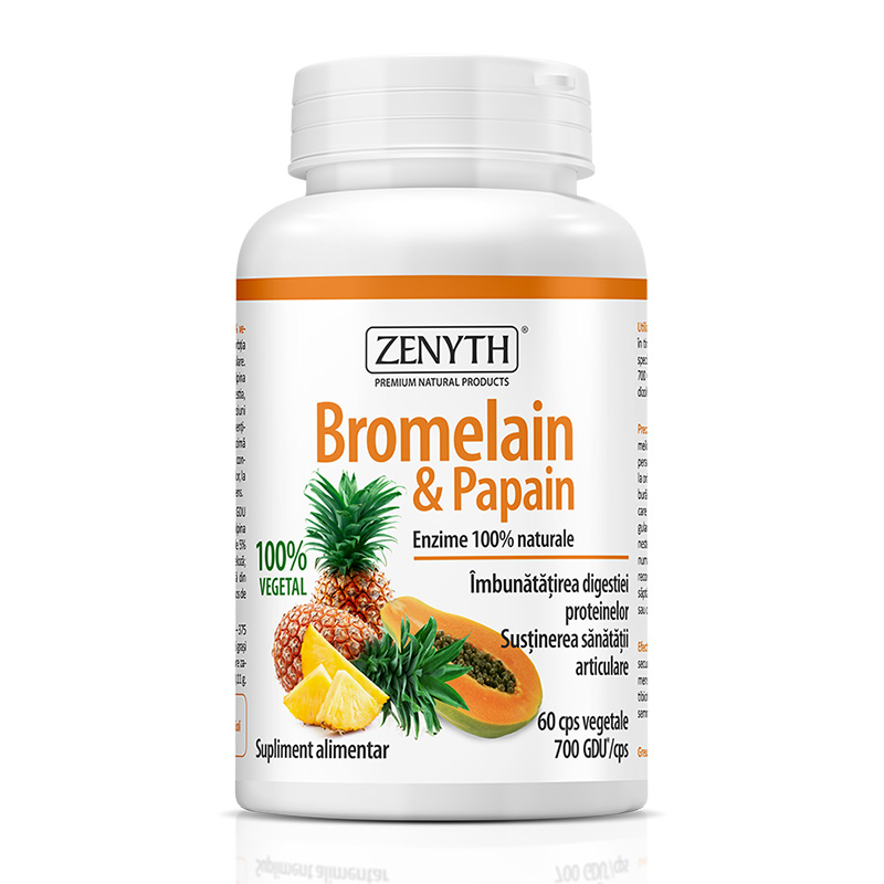 Bromelain si Papain (60 capsule), Zenyth Pharmaceuticals Efarmacie.ro