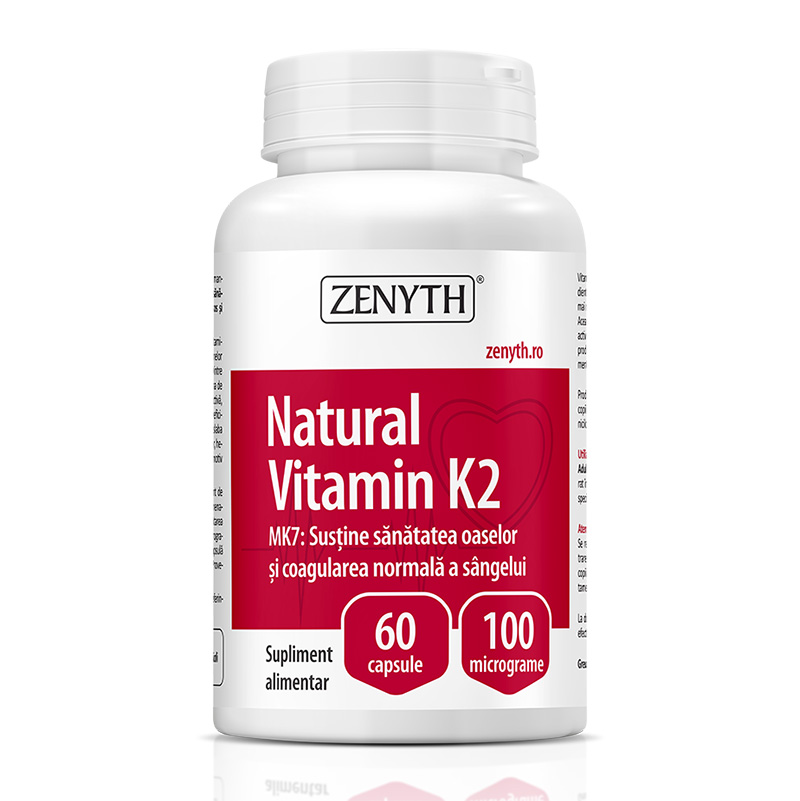 Natural Vitamin K2 100 mcg (60 capsule), Zenyth Pharmaceuticals Efarmacie.ro imagine 2022