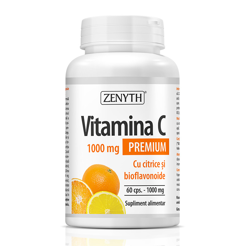 Vitamina C Premium 1000 mg cu citrice si bioflavonoide (60 capsule), Zenyth Pharmaceuticals Efarmacie.ro imagine 2022